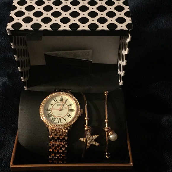 Cote D’ Azur Rose Gold Watch & Bangle Set - Picture 1 of 3